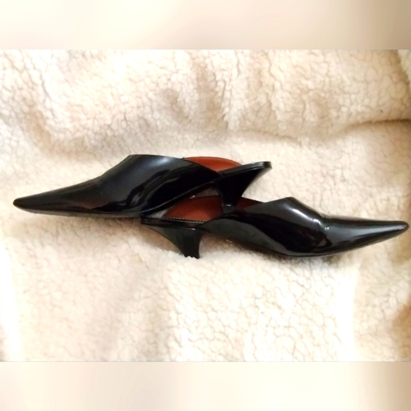 🛑SOLD🛑 PROENZA SCHOULER Black Patent Leather Mules Kitten Heel - Picture 5 of 16